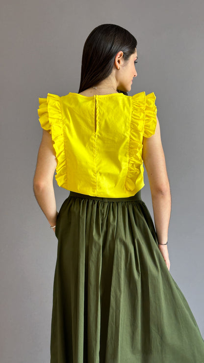 Blusa doble bolero sisa color amarillo en popelina