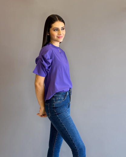 Blusa manga zurcida color morado