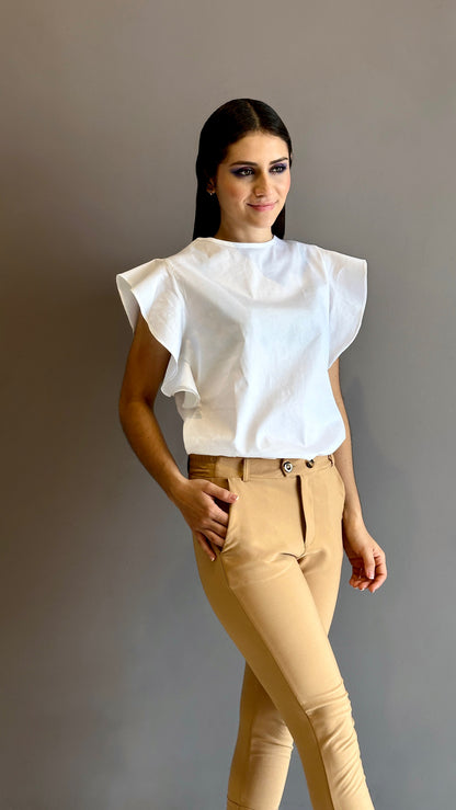 Blusa bolero hasta la cintura color Blanco en popelina