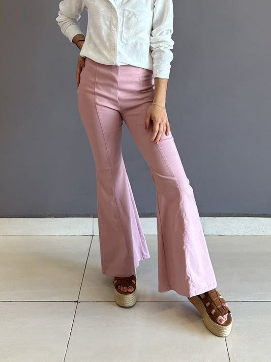 Pantalon campana rosado bengalina strech