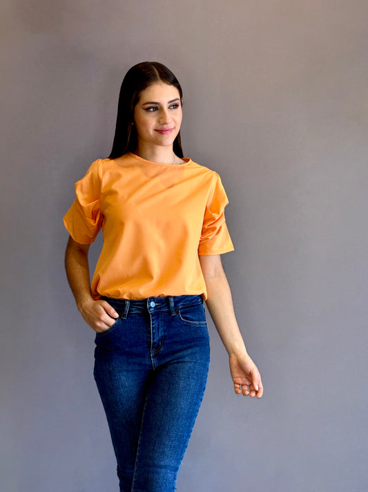 Blusa manga zurcida color mandarina