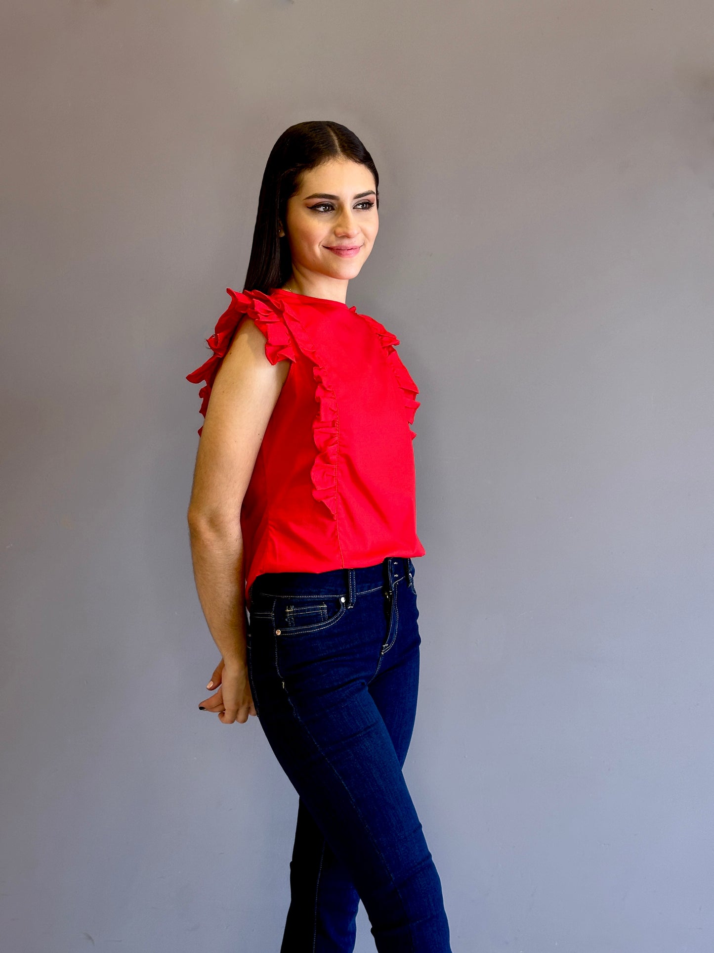 Blusa doble bolero sisa color rojo en popelina