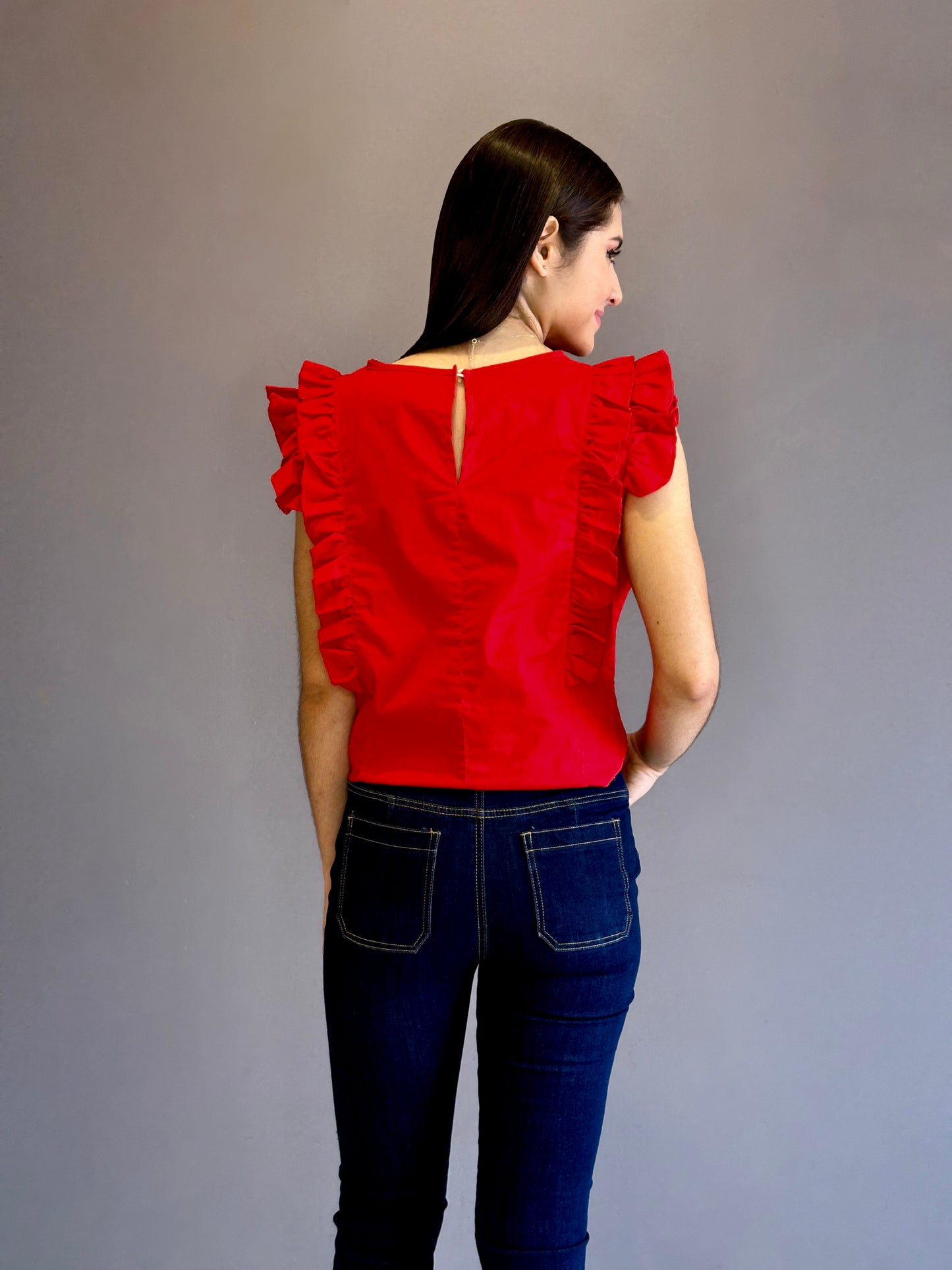 Blusa doble bolero sisa color rojo en popelina