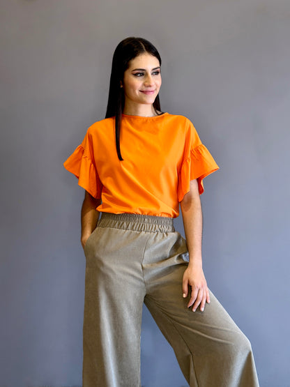 Blusa bolero manga color mandarina